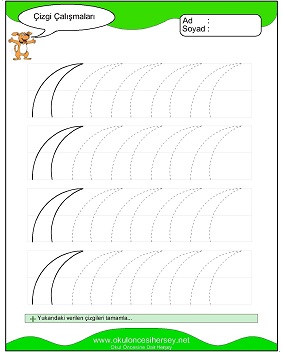 okul öncesi çizgi çalışma sayfaları